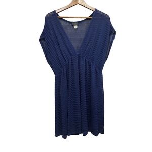 Jordan Taylor Swim Cover Up Women XL Navy Blue Excellent Mesh V-Neck NB-766